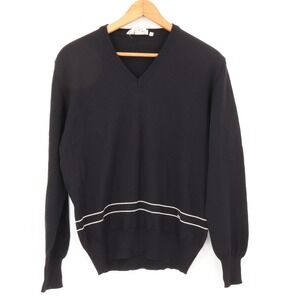 Dunhill London‎ Black Wool V Neck Sweater Mens Vintage Old Money Preppy Size L